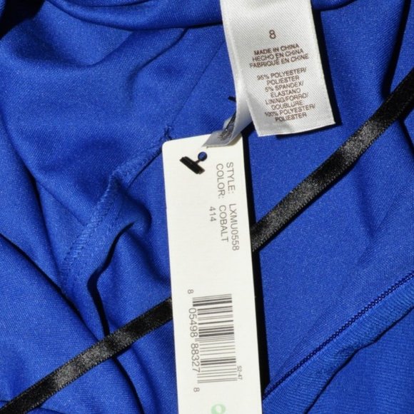 LAUNDRY DESIGN NEW $185 NWT SZ 8 M MEDIUM COBALT BLUE STRETCHY HALTER MINI DRESS - Picture 5 of 6
